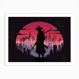 Silhouette Of A Samurai Art Print