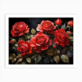 Default A Stunning Watercolor Painting Of Vibrant Red Roses Be 3 (1) Art Print