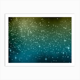 Blue Creame Shining Star Background Art Print