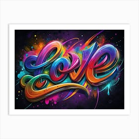 Colorful Graffiti Text Love With Colorful Background 1 Art Print