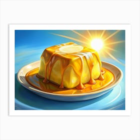 Caramel Custard With Caramel Sauce Art Print