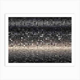 Abstract Image Of A Black And White Mosaic Of Squares, Creating A Geometric And Textured Effect Art Print