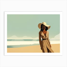 Illustration of an African American woman at the beach 78 Art Print
