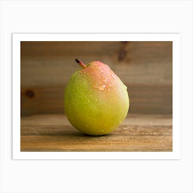 Pear On Wooden Table Art Print