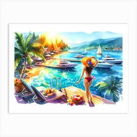 Of A Girl At The Beach Art Print