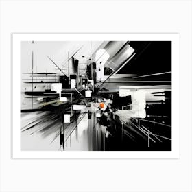 Technology Abstract Black And White 8 Art Print