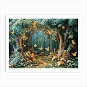 Fairy Forest with Magical Creatures Art Print