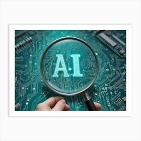 A Magnifying Glass Is Placed Over A Circuit Board Art Print