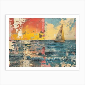 Sailboat At Sunset 4 Art Print