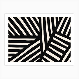 Abstract Black And White Stripes Art Print