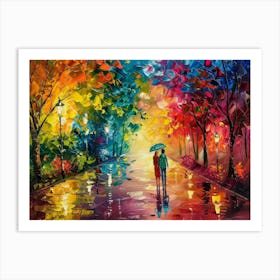 Couple In The Rain Art Print