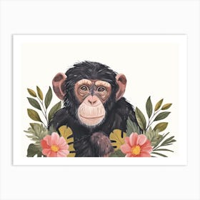 Little Floral Bonobo 2 Art Print