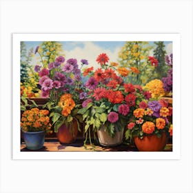 Flowers In Pots 1 Art Print