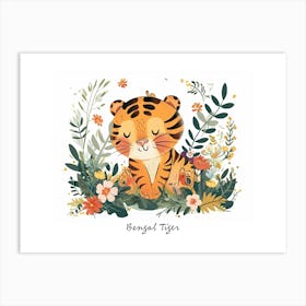 Little Floral Bengal Tiger 3 Poster Art Print