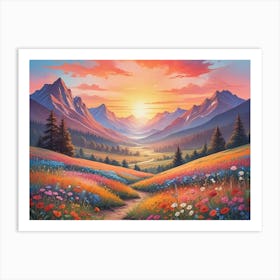 Sunset In The Mountains 6 Art Print