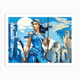 Female Archer in Blue Art Print