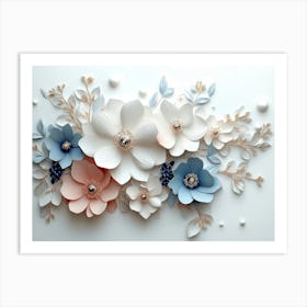 3d Artwork Illustration Flowers White Background Art Print