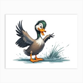 Duck Standing In Water Art Print