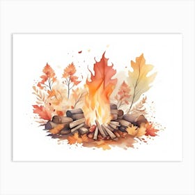 Watercolor Autumn Fire Art Print