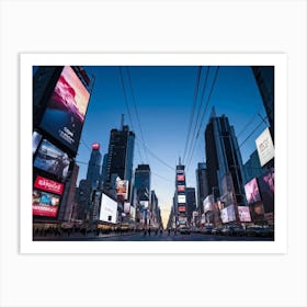 Blank Billboard Towering Above Bustling Urban Street Blank Slate Awaiting Advertisement Surrounded (5) Art Print