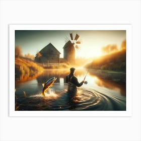 Fly Fisherman In The River 1 Art Print