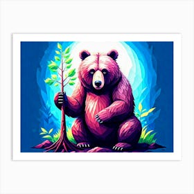 Bear Holding A Tree Art Print