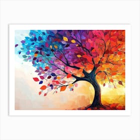 Elegant Colorful Tree With Vibrant Leaves Hanging Branches 4 Art Print