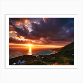 Sunset Over A Hill 1 Art Print