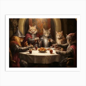 Royal Cats At A Feast Art Print