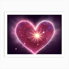 A Colorful Glowing Heart On A Dark Background Horizontal Composition 61 Art Print