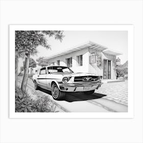 Ford Mustang Drawing 1 Art Print