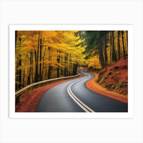 Autumn Road In The Forest Art Print