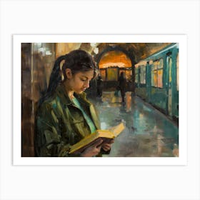 Girl Reading A Book 8 Art Print