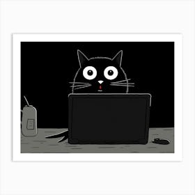 Cat On A Laptop 1 Art Print