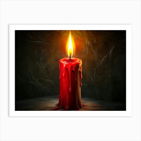 Red Candle With Melted Wax Art Print