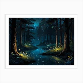 Forest At Night 2 Art Print