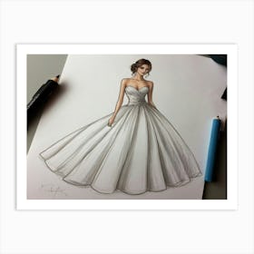 Wedding Dress Drawing 2 Art Print