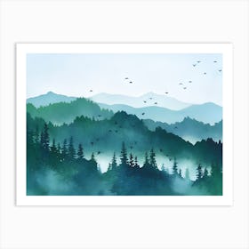 Watercolor Of Mountains 2 Art Print