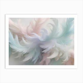 Soft And Delicate Feathers In Pastel Colors Create A Gentle And Ethereal Background Art Print