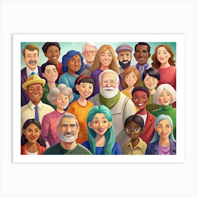 Diverse Group Of Smiling People Art Print