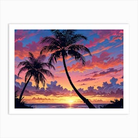 Sunset Palm Trees 11 Art Print