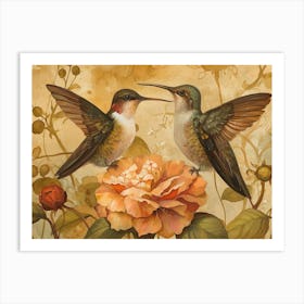 Floral Animal Illustration Hummingbird Art Print
