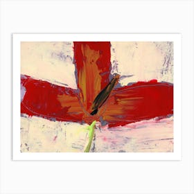 Opened Tulip - contemporary abstract art painting red beige flower floral living room kitchen Art Print
