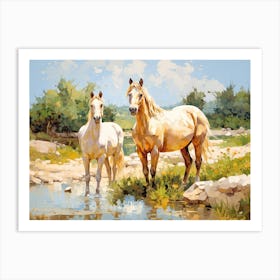 Horses Painting In Corsica, France, Landscape 4 Art Print