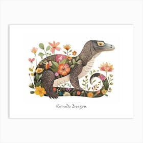 Little Floral Komodo Dragon 1 Poster Art Print