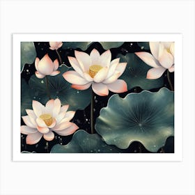 Seamless Lotus Leaf Pattern, Textured Background Art Print