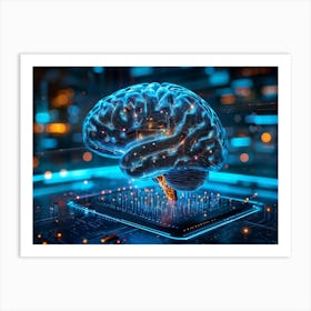 Abstract Concept Of A Human Brain Dotted With Icons Of Security And Innovation Acting As An Interf (2) Art Print