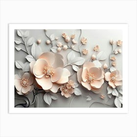 3d With Simple Floral Painting Art Print