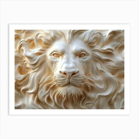 3d Powerful Lion's Face 3 Art Print