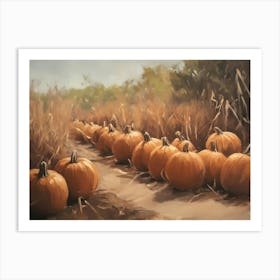 Pumpkins In The Field 3 Art Print